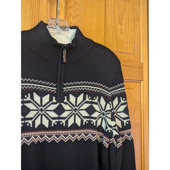 Aspen Men's 1/4 Zip Sweater Nordic Pullover Cotton Navy Blue Long Sleeve - Picture 1 of 14